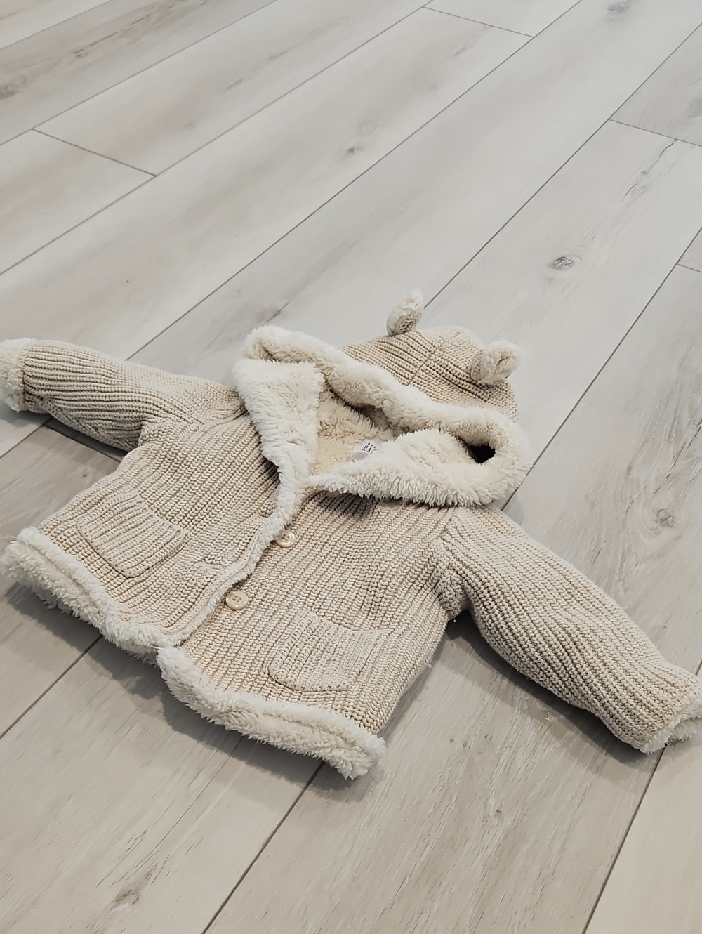 Gap Bears Ears Knitted Sweater Jacket, Size 6-12 Months